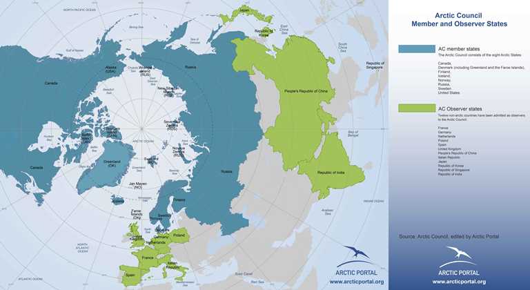 Arctic Portal Map - Arctic Council Member and Observer States